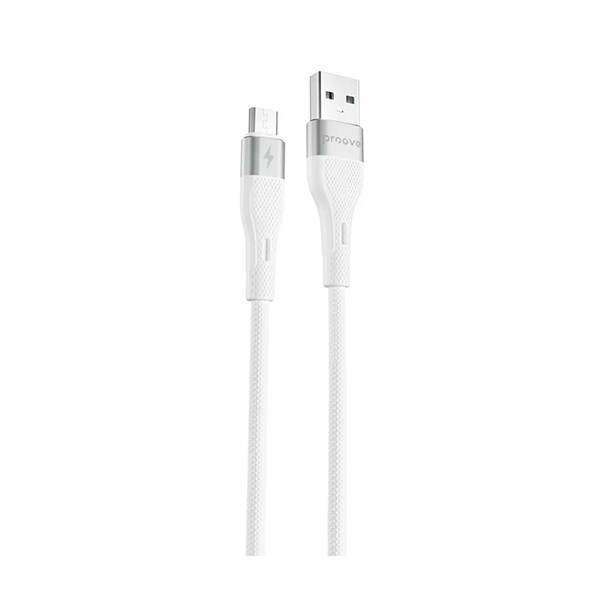 Кабель Proove Light Silicone Micro USB 2.4A 1m White