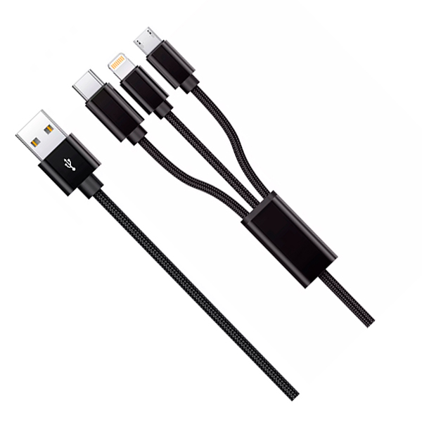 Кабель Proove Triple Connection 3 in 1 Type-C + Micro USB + Lightning 1.2m Black