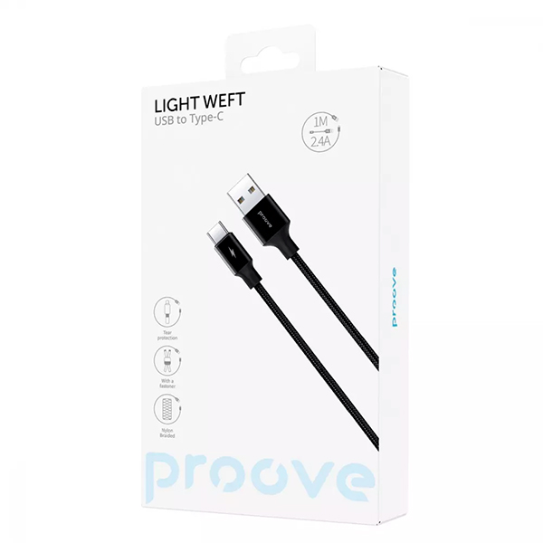 Кабель Proove Light Weft Type-C 2.4A 1m Black