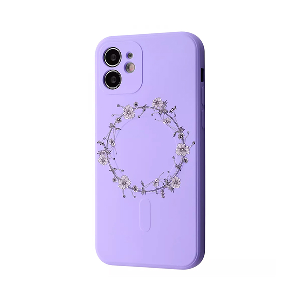 Чехол Wave Minimal Art Case для Apple iPhone 12 with MagSafe Light Purple/Wreath