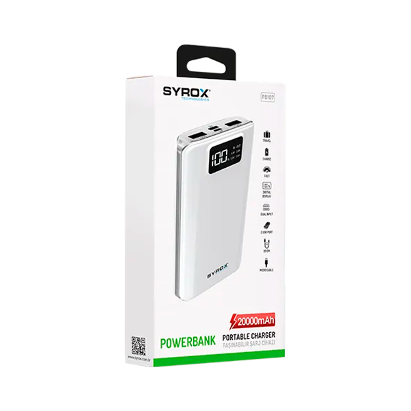 Зовнішній акумулятор Syrox PB107 (20000mAh) White + USB-лампа XO Y1