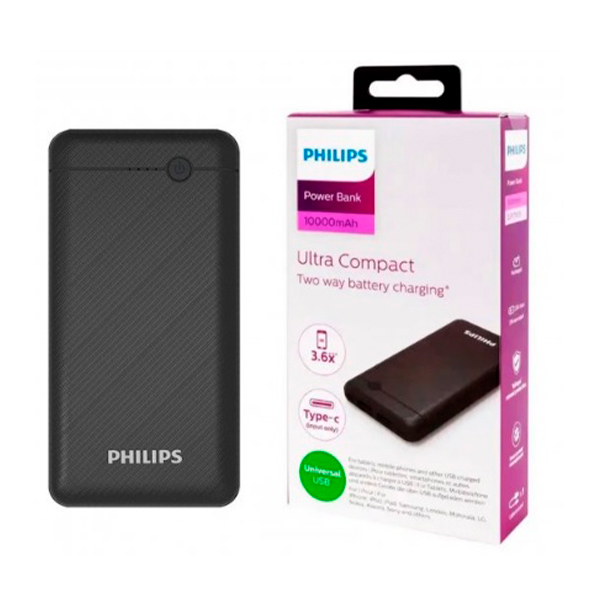Зовнішній акумулятор Philips USB Power Bank 20000 mAh (DLP1720CB)