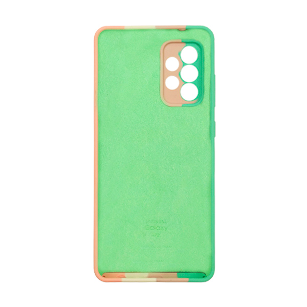Чохол Silicone Cover Full Rainbow для Samsung A72-2021/A725 Green/Pink with Camera Lens