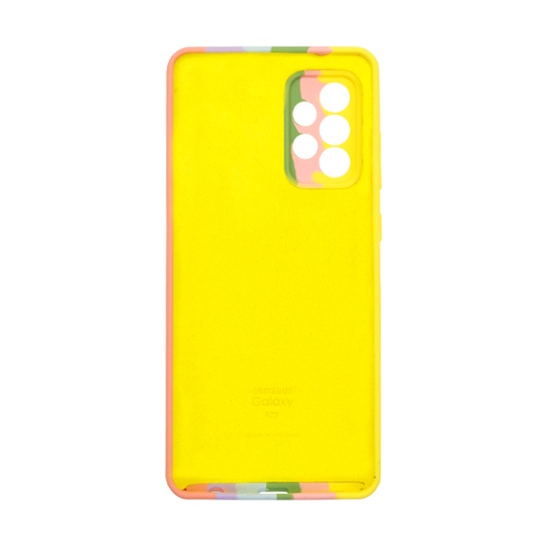 Чохол Silicone Cover Full Rainbow для Samsung A72-2021/A725 Yellow/Pink with Camera Lens