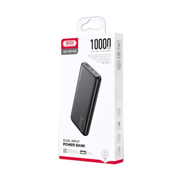 Зовнішній акумулятор XO PR182 Light Display USB+Type-C 10000mAh Black