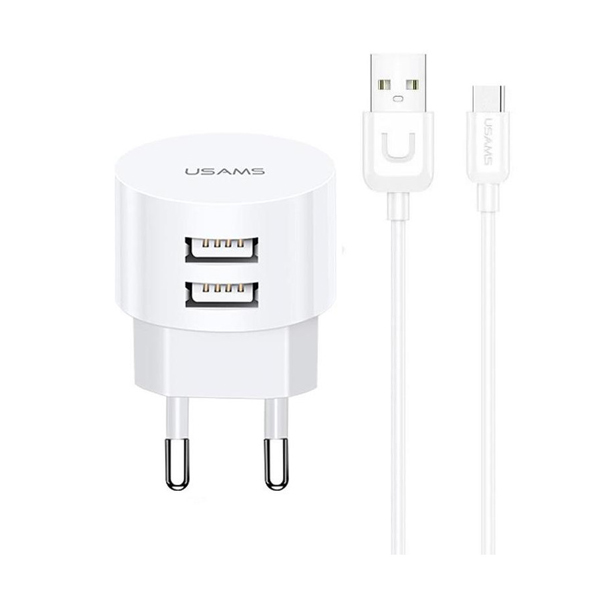 СЗУ Usams 2USB T20 U35 + Type-C Cable White (XTXLOGT18TC05)