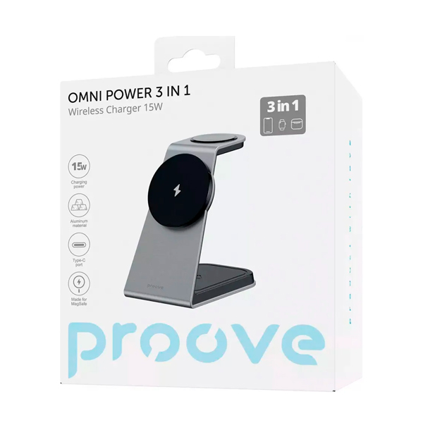 Беспроводное зарядное устройство Proove Omni Power 3 in 1 Grey