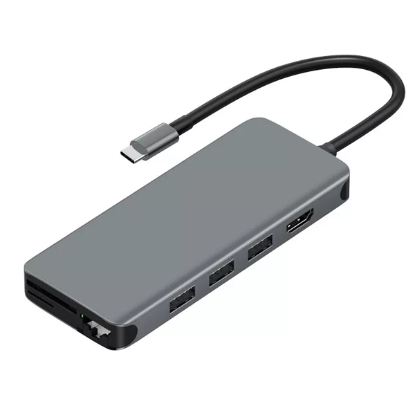 HUB WIWU Alpha 12in1 Type-C to 3xUSB3.0+3xUSB2.0+Type-C+SD+HDMI+Micro SD+ Lan+3.5 Gray