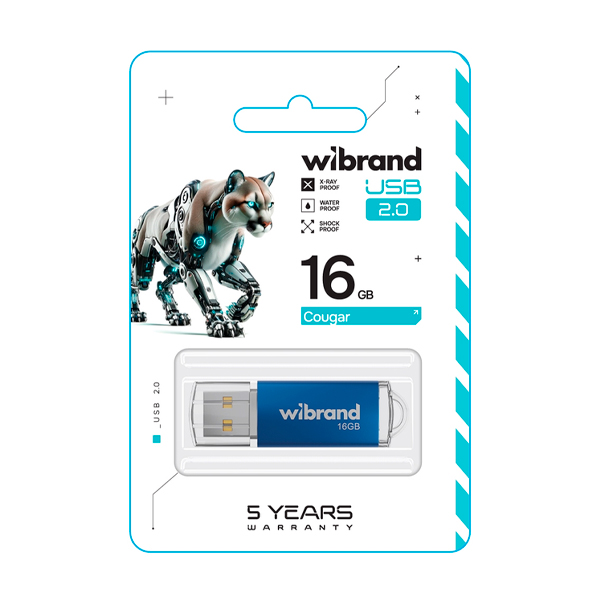 Флешка Wibrand 16GB Сougar USB 2.0 Blue (WI2.0/CU16P1U)