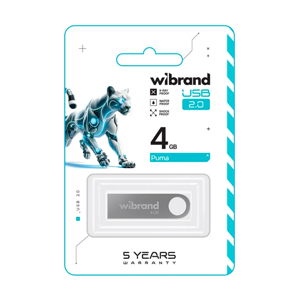 Флешка Wibrand 4GB Puma USB 2.0 Silver (WI2.0/PU4U1S)