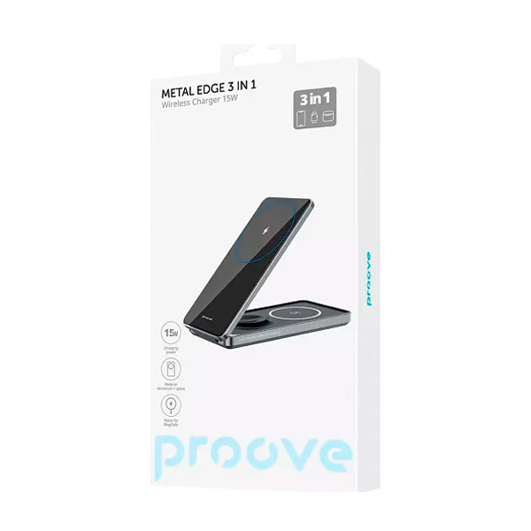 Беспроводное зарядное устройство Proove Metal Edge 3in1 with MagSafe Black (WSME15010001)