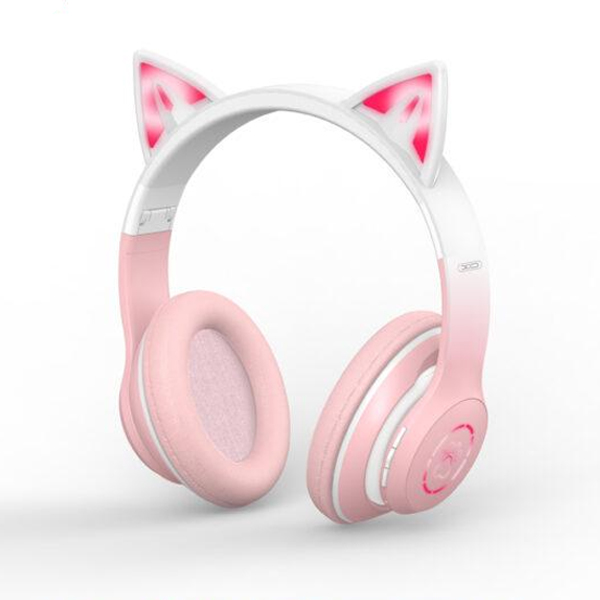 Bluetooth Навушники з мікрофоном  XO BE38 Cats Ear Pink (6920680840298)