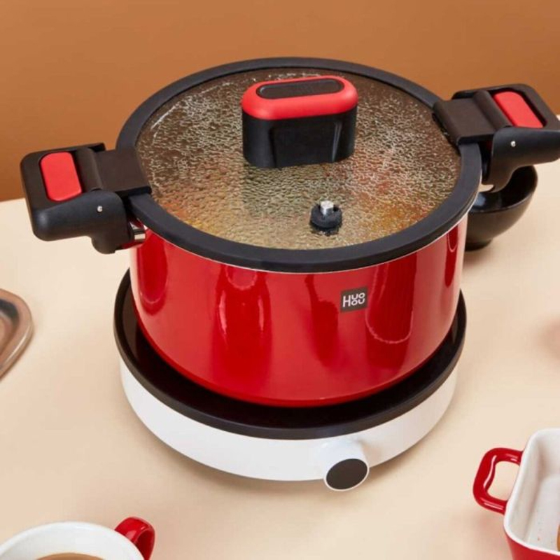 Каструля-скороварка Xiaomi HUOHOU Stainless Steel Enamel Micro Pressure Cooker Red 6л (HU0160)