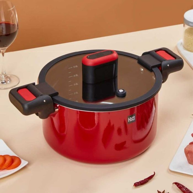 Каструля-скороварка Xiaomi HUOHOU Stainless Steel Enamel Micro Pressure Cooker Red 6л (HU0160)