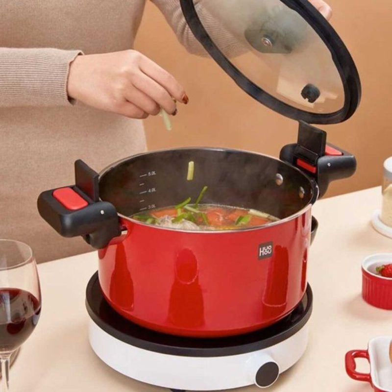 Каструля-скороварка Xiaomi HUOHOU Stainless Steel Enamel Micro Pressure Cooker Red 6л (HU0160)