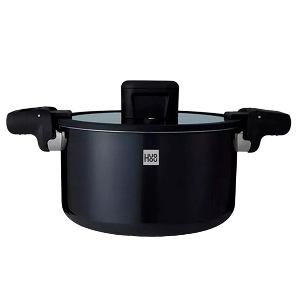 Каструля-скороварка Xiaomi HUOHOU Stainless Steel Enamel Micro Pressure Cooker Black 6л (HU0159)