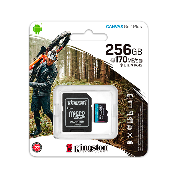 Карта памяти Kingston 256 GB microSDXC class 10 UHS-I U3 Canvas Go! Plus + SD Adapter SDCG3/256GB