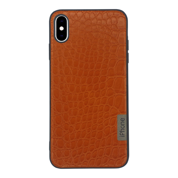 Чехол Leather Case для iPhone XS Max Brown Crocodile