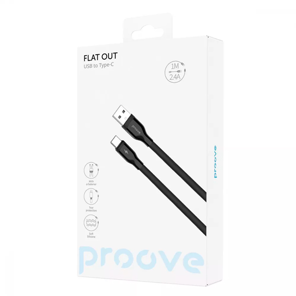 Кабель Proove Flat Out Type-C 2.4A 1m Black