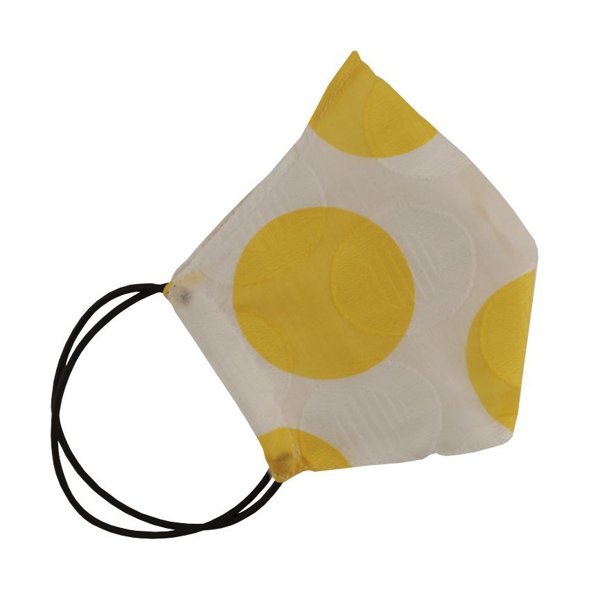 Многоразовая защитная маска для лица белая с желтыми кружочками (размер S)