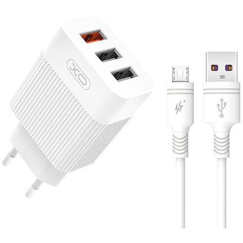 МЗП XO L72 30W (18W/1USB + 2.4A/2 USB) + Micro USB Cable White