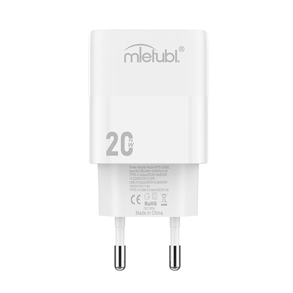 МЗП MIetubl MTB-CS03E USB-C + QC3.0 20W White