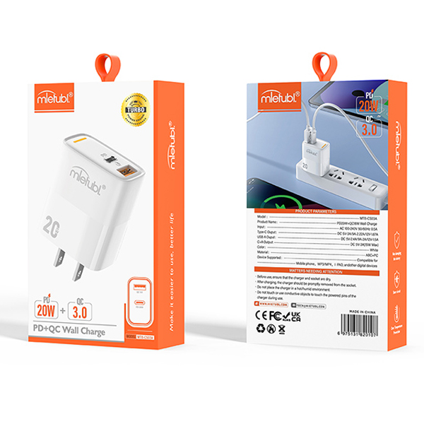 МЗП MIetubl MTB-CS03E USB-C + QC3.0 20W White