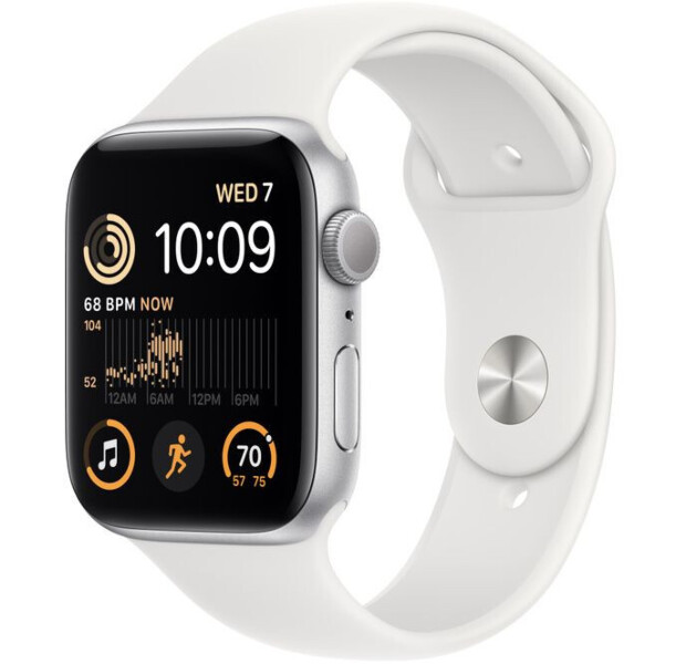 Apple Watch Series SE 2 GPS 44mm Silver Aluminium Case with White Sport Band (MNK23)