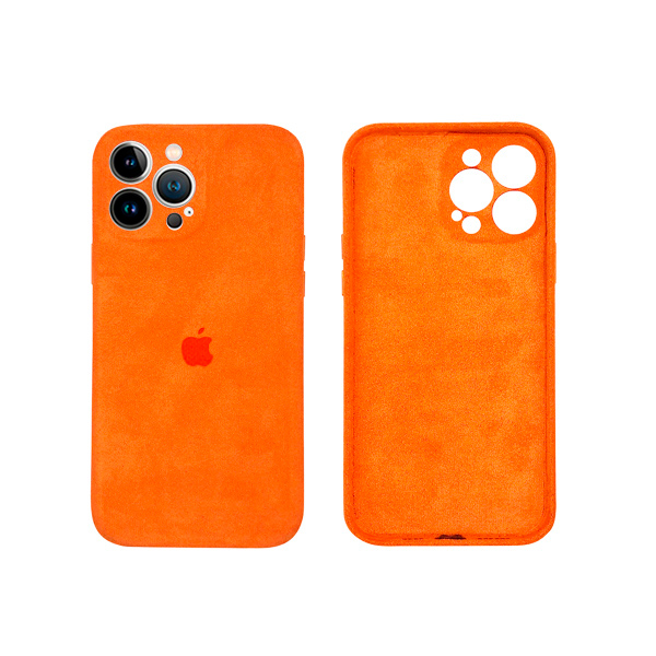 Чохол Alcantara для Apple iPhone 13 Pro Max with Camera Lens Orange