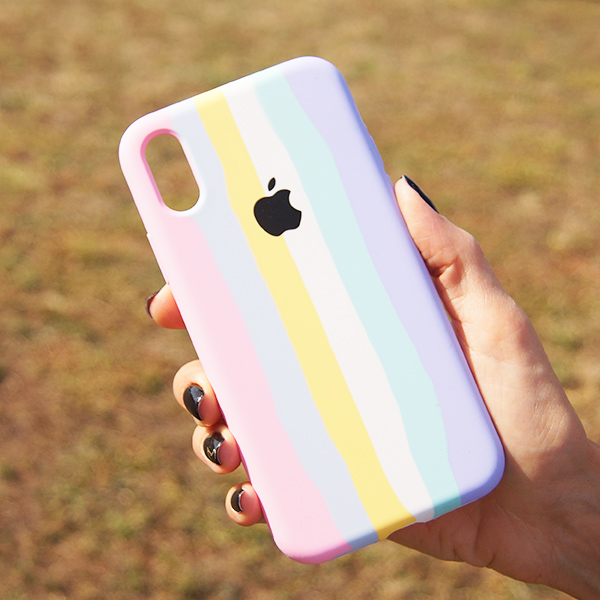 Чохол Silicone Cover Full Rainbow для iPhone X/XS Pink/Lilac