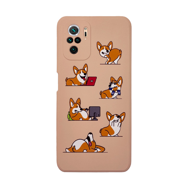 Чехол Original Soft Touch Case for Xiaomi Redmi Note10 Pink Sand Corgi with Camera Lens