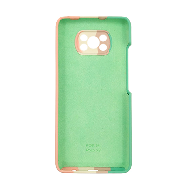 Чохол Silicone Cover Full Rainbow для Xiaomi Poco X3 Green/Pink with Camera Lens