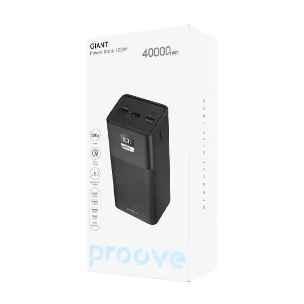 Зовнішній акумулятор Proove Giant 100W 40000mAh Black