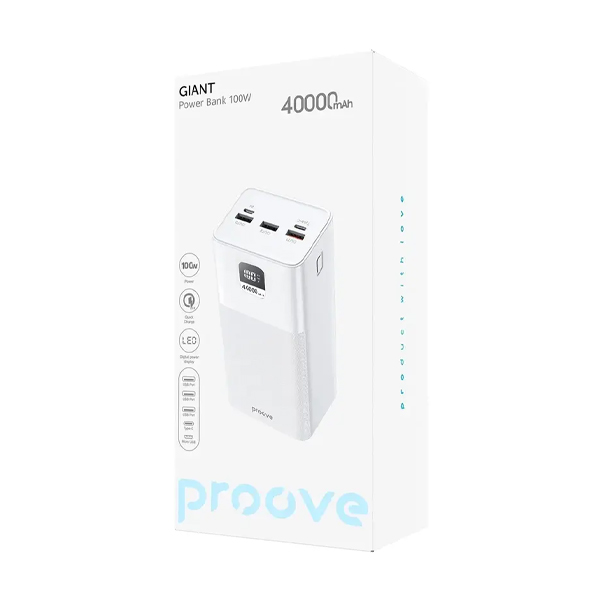 Зовнішній акумулятор Proove Giant 100W 40000mAh White