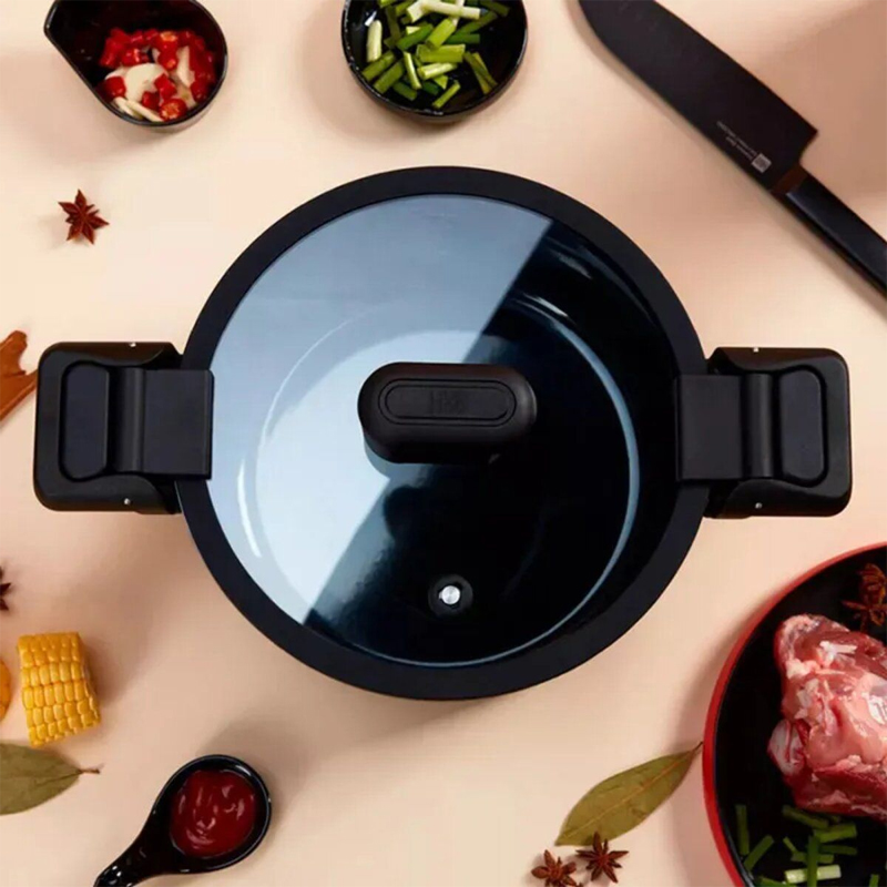 Каструля-скороварка Xiaomi HUOHOU Stainless Steel Enamel Micro Pressure Cooker Black 6л (HU0159)