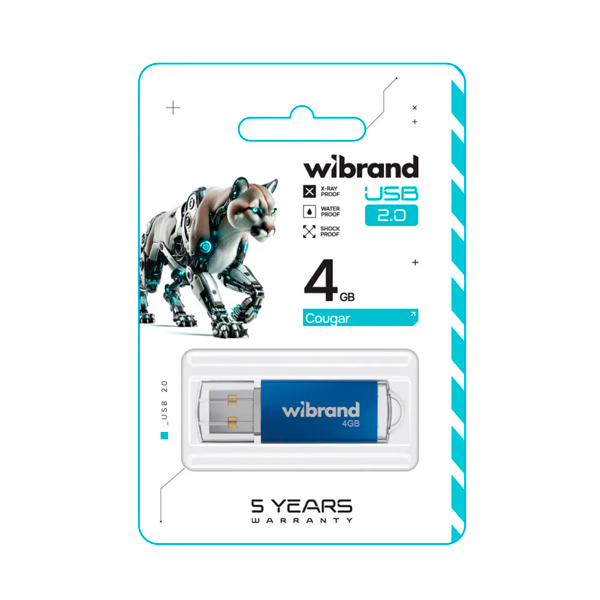 Флешка Wibrand 4GB Cougar USB 2.0 Blue (WI2.0/CU4P1U)