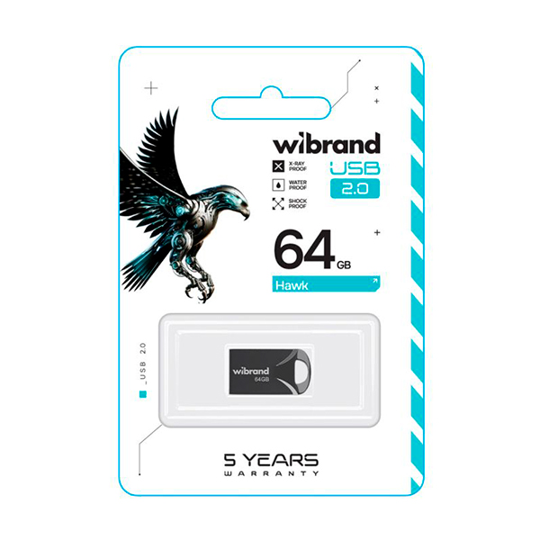 Флешка Wibrand 64GB Hawk USB 2.0 Black (WI2.0/HA64M1B)