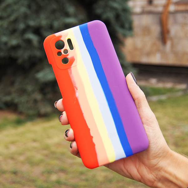Чохол Silicone Cover Full Rainbow для Xiaomi Redmi Note10 Pro/Note 10 Pro Max Red/Violet with Camera Lens