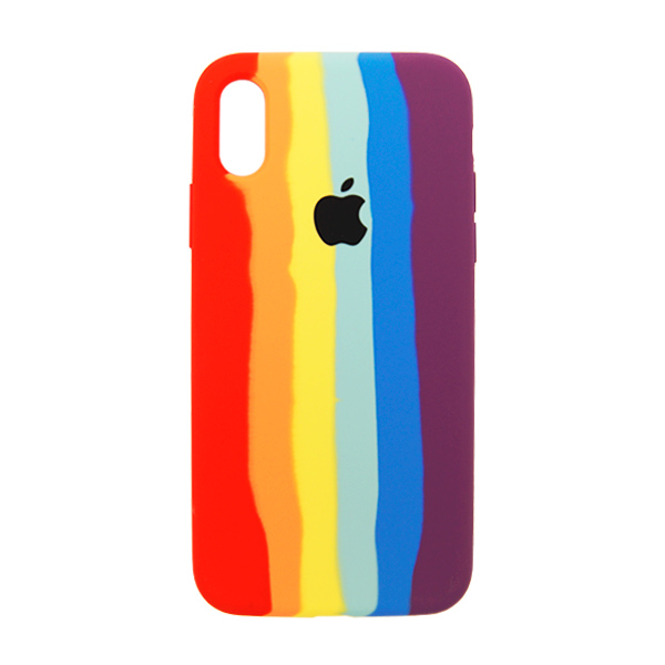 Чохол Silicone Cover Full Rainbow для iPhone X/XS Red/Violet