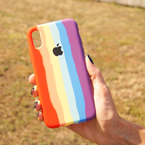 Чохол Silicone Cover Full Rainbow для iPhone X/XS Red/Violet