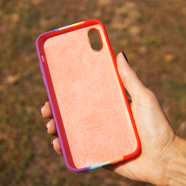 Чохол Silicone Cover Full Rainbow для iPhone X/XS Red/Violet