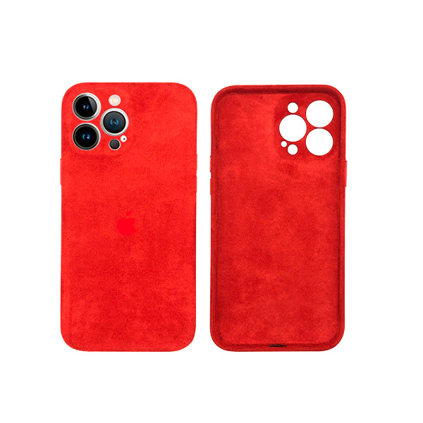 Чохол Alcantara для Apple iPhone 13 Pro Max with Camera Lens Red
