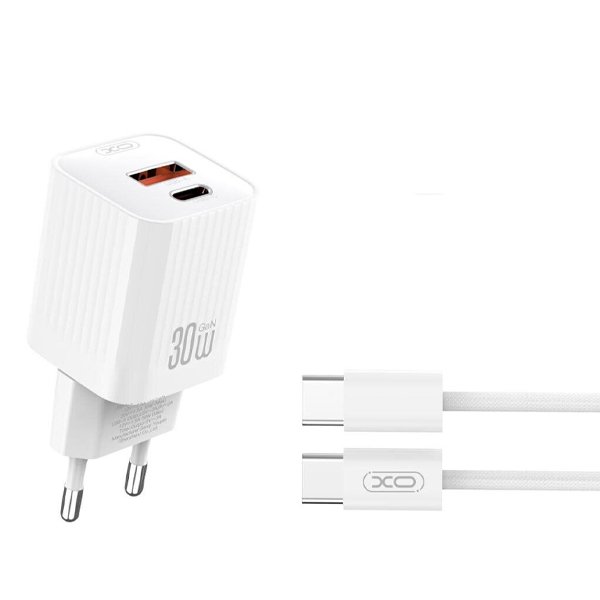 МЗП XO L149 USB + USB-C + Type-C Cable 30W White