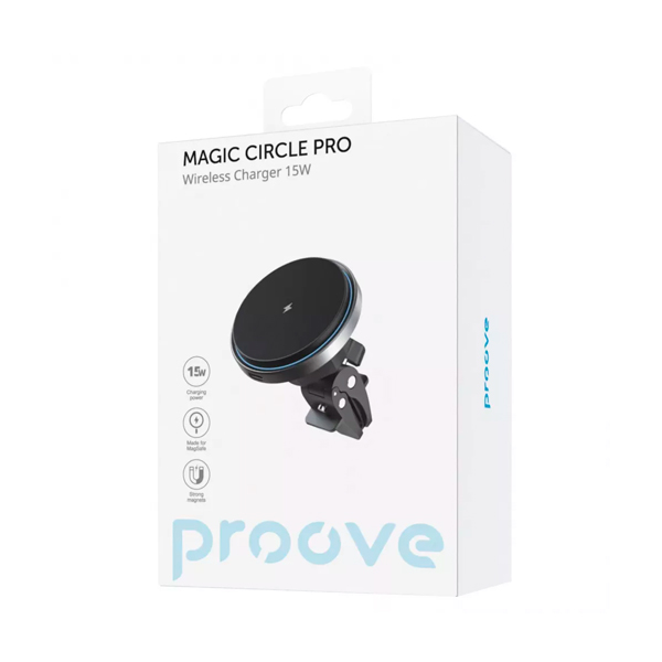 Автотримач для телефона з бездротовою зарядкою Proove Magic Circle 15W Pro Black