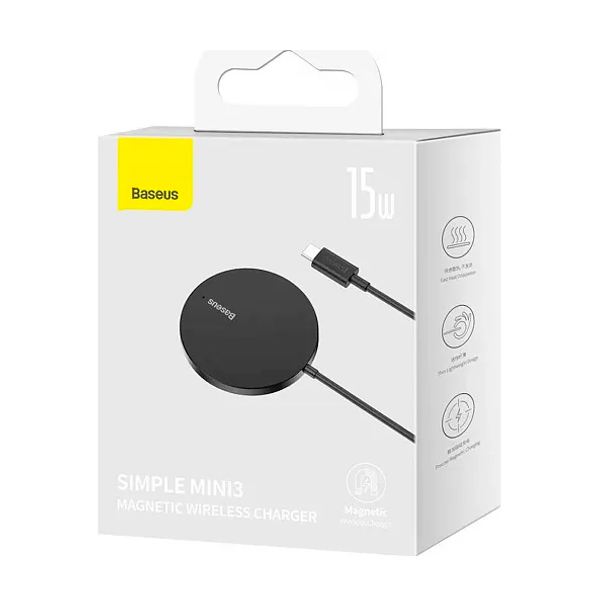 Бездротовий зарядний пристрій Baseus Simple Mini3 Magnetic Wireless Charger 15W Black (CCJJ040001)