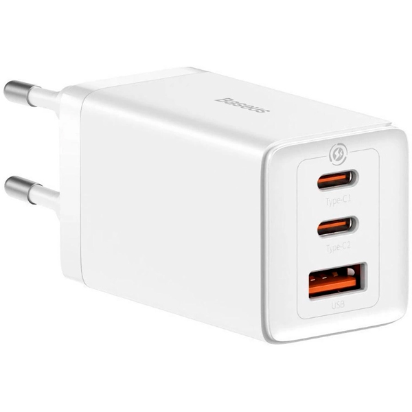 МЗП Baseus GaN3 Pro Fast Charger 2xType-C+USB 65W White (CCGP050102)