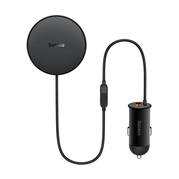 Автотримач для телефона з бездротовою зарядкою Baseus CW01 Magnetic Wireless Charging Car Mount 40W with USB-C Black (SUCX040101)