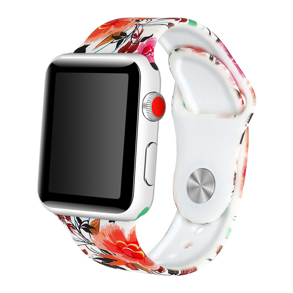 Ремешок для Apple Watch 38mm/40mm Silicone Watch Band Flowers and Leaves