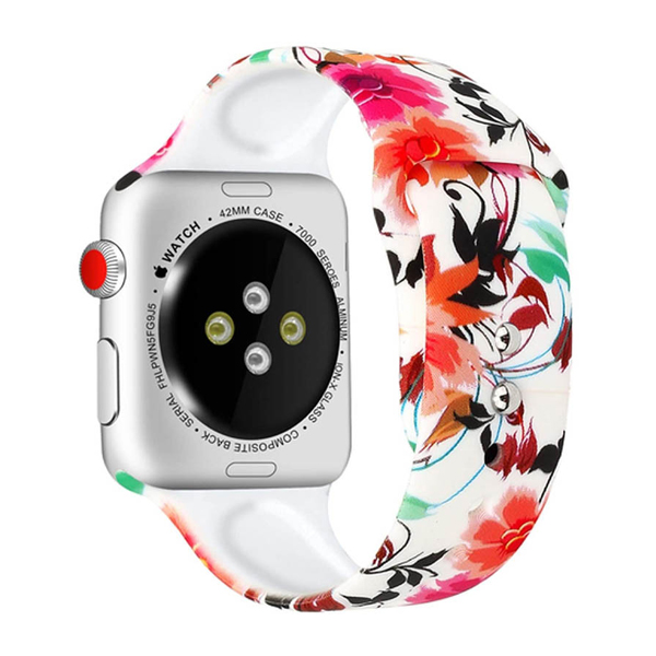 Ремінець для Apple Watch 42mm/44mm Silicone Watch Band Flowers and Leaves