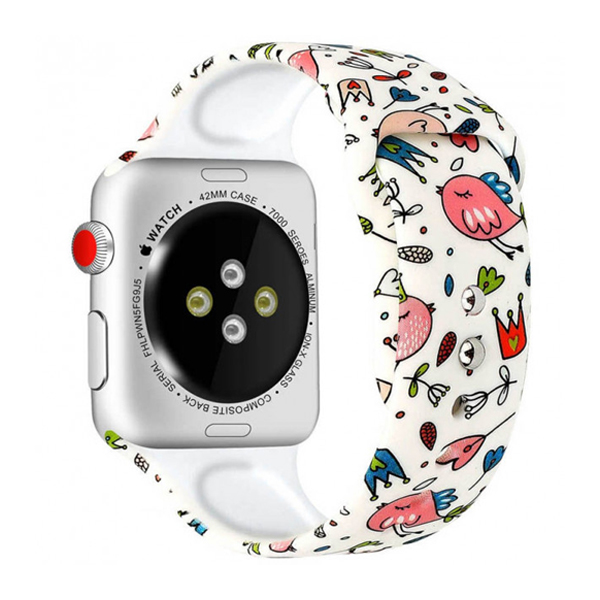 Ремешок для Apple Watch 38mm/40mm Silicone Watch Band White Birds